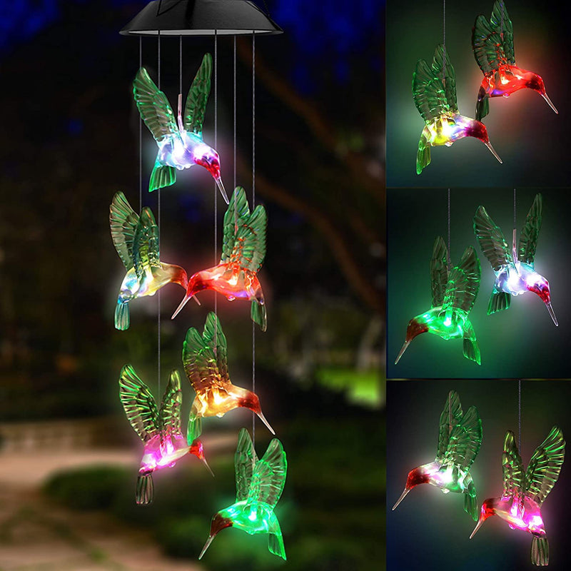 Outdoor solar wind chime light Hummingbird wind chime garden light SP